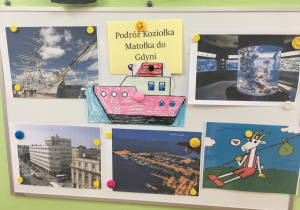 Tablica informacyjna - wizyta Koziołka Mataołka w Gdyni.