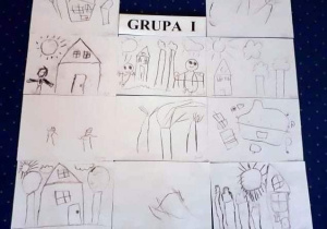 prace plastyczne- rysunek węglem na białej kartce papieru