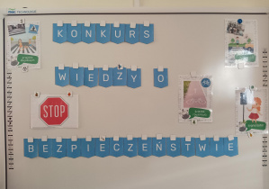 tablica z napisem Konkurs wiedzy o bezpieczeństwie