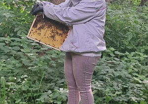 dzieci podczas wycieczki do pasieki w Lipce