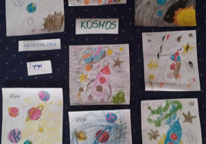 "Kosmos" w pracach plastycznych dzieci z grupy I.
